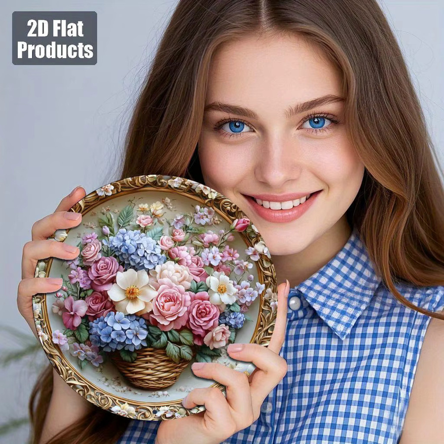 VogueMetal Rundes Blumen-Wandkunst Schild aus Aluminium in Multicolour, Durchmesser: 60,96 cm - Bild 3