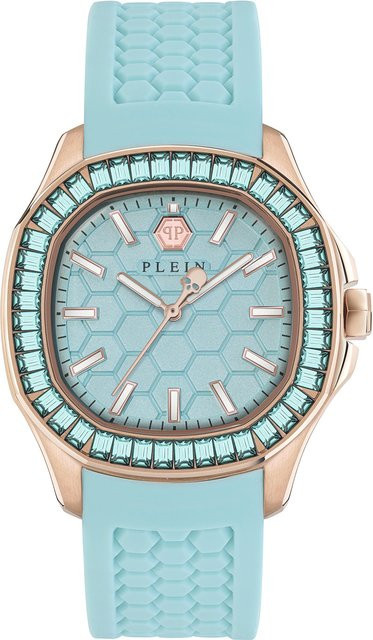 Philipp Plein Damenuhr, Quarz, Edelstahl, 38 mm, Blau, Silikon - Bild 1