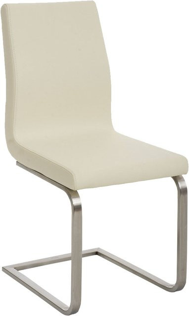 TPFLiving Esszimmerstuhl Belfast Freischwinger aus Kunstleder mit Edelstahlgestell in Creme/Beige - Bild 1