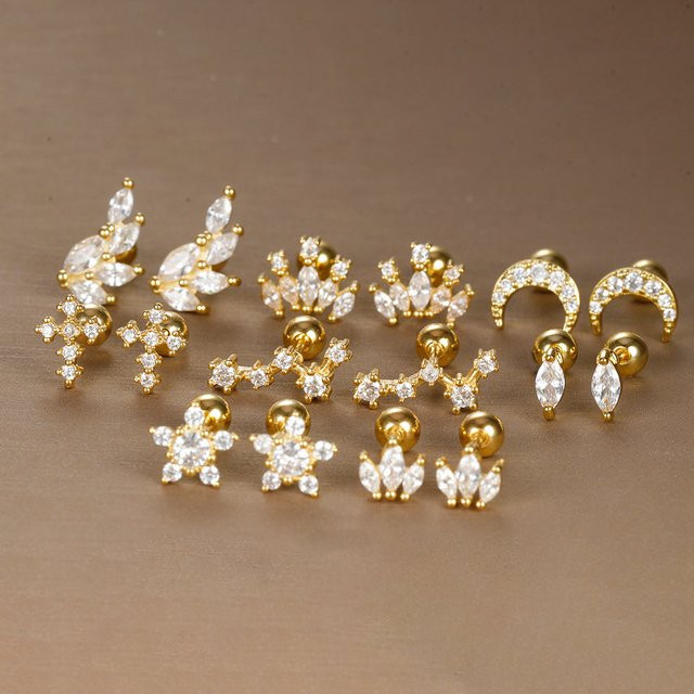 Ohrstecker Edelstahl, Kristall, Gold, Damen - Bild 1