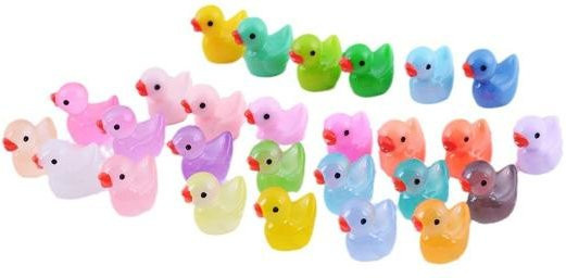 100 Stück Mini-Entenfiguren von shengjinnansm in Gelb, leuchtende Miniatur-Tierharz-Statuen für deine DIY Mikrolandschaft und Märchengarten-Dekoration - Bild 1