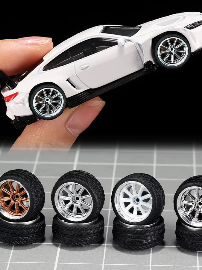 KICARMOD Hot Wheels Modellauto-Räder, 4-teiliges Set, 1:64, ABS-Gummireifen mit Bremsscheibe - Bild 5