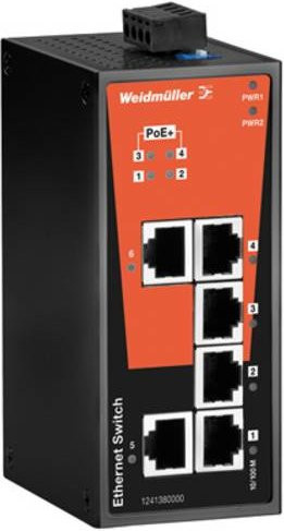Weidmüller Industrial Ethernet Switch IE-SW-BL06-2TX-4POE in Schwarz mit 100 Mbit/s und Ethernet/LAN-Anschluss - Bild 1