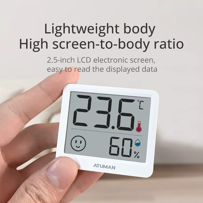 DUKA Atuman THmini Digitales Temperatur- und Feuchtigkeitsmessgerät mit 2,5 Zoll LCD Display in Weiß - Bild 2