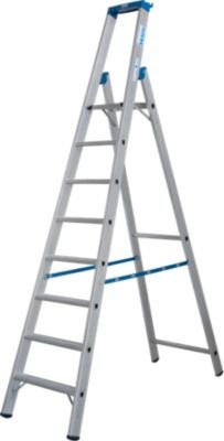 Krause Stabilo Stehleiter R13 mit 8 Stufen aus Aluminium in Silber mit Plattform und Werkzeugablage - Bild 1