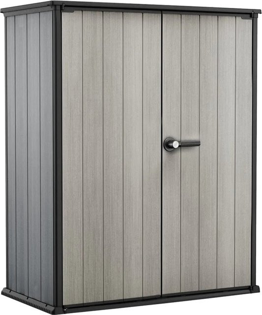 Keter Geräteschrank High Store+ aus Kunststoff in Grau mit Doppeltür und Regalböden, B/T/H: 139,5 x 77 x 170 cm - Bild 1