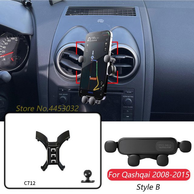 Handyhalterung für Nissan Qashqai 2008-2015, verstellbare Schwerkraft-Navigationshalterung für die Lüftungsschlitze, Schwarz - Bild 1