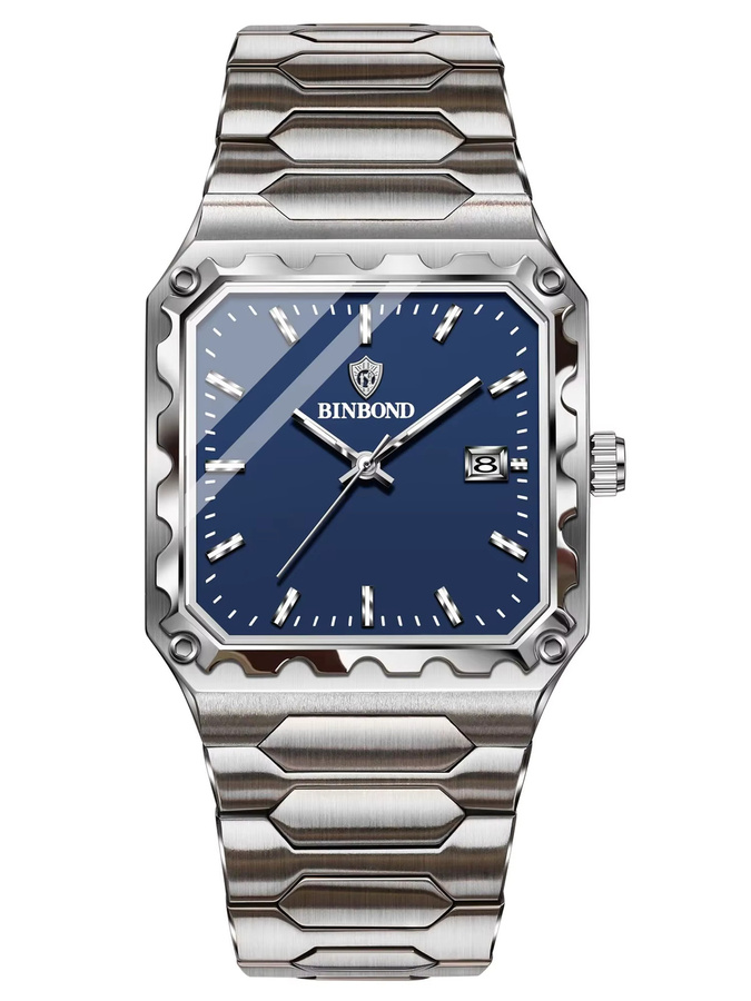 BINBOND Armbanduhr Edelstahl, Quarz, Blau, Silber, Herren - Bild 7
