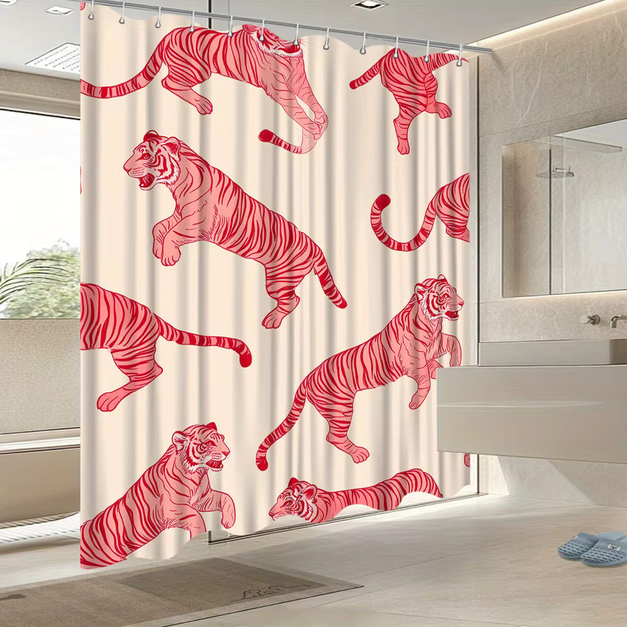 VIKAMA Duschvorhang Pink Tiger, wasserdichter und schimmelresistenter Badezimmervorhang aus Polyester, B/H: 90 x 180 cm - Bild 2