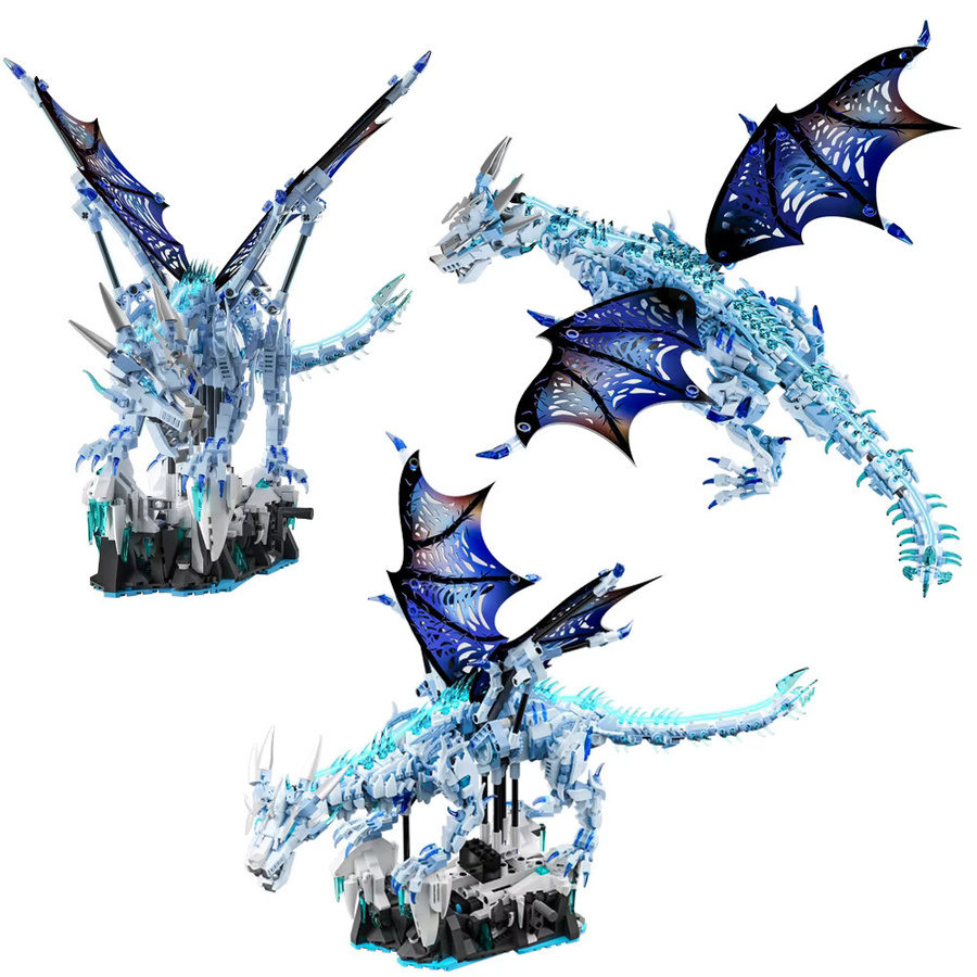 FUNXINEE Ice Dragon Bricks, Bausatz, 1676 Teile, leuchtende Augen, bewegliche Gelenke - Bild 6