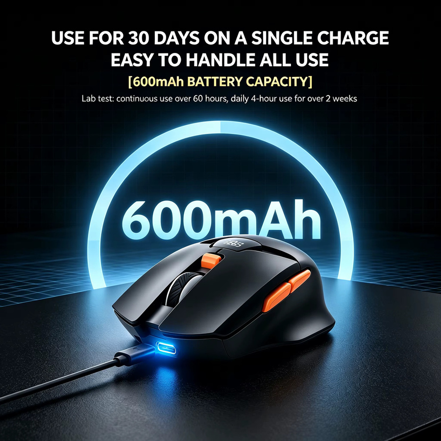 RESAUDGINE Kabellose Maus mit Bluetooth und 2,4G, ergonomisch, geräuscharm, wiederaufladbar, einstellbare DPI, in Schwarz oder Grau - Bild 5