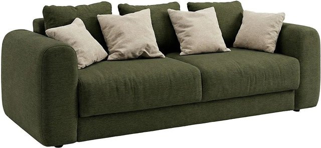 Vente-unique Schlafsofa Zabano in Grün mit Stoffbezug und Ausziehfunktion, Breite: 250 cm - Bild 1