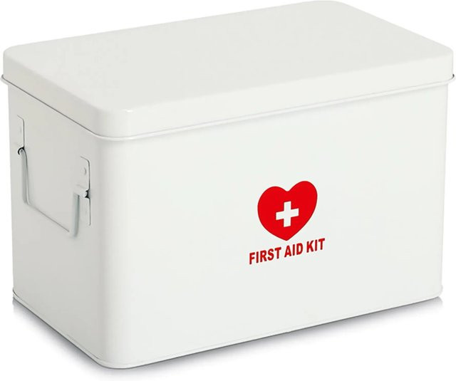 Zeller Medizinbox aus Metall in Weiß oder Rot, B/T/H: 20 x 19 x 32 cm - Bild 1