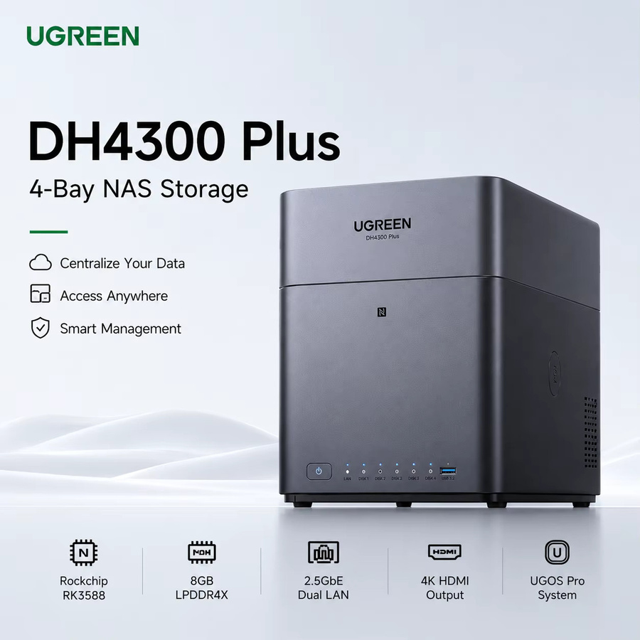 UGREEN DH4300 Plus 4-Bay NAS Private Cloud mit 4TB HDD als Heimnetzwerk-Speicher-Server für Backup, Datei-Sharing und Medien-Speicherung - Bild 2