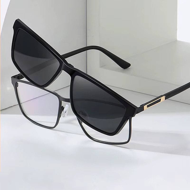 CCspace Magnet-Clip-On-Brillengläser, Herren, schwarz, Vollrand, polarisiert - Bild 2