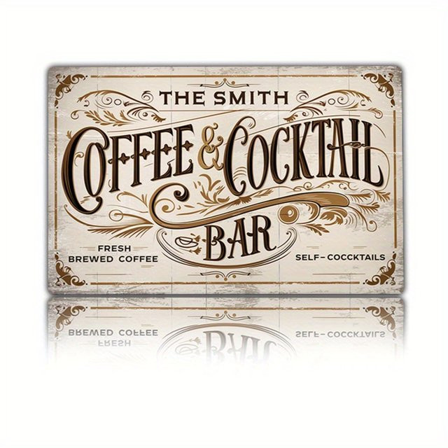 Personalisiertes Vintage-Kaffee- und Cocktailbar-Metallschild von CIFBUY in Rot, B: 20,3 cm, H: 30,5 cm - Bild 1