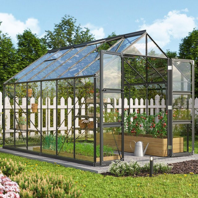 Vitavia Gewächshaus Domus 9900 in Schwarz mit 9,9 m² Fläche und Einscheibensicherheitsglas - Bild 1