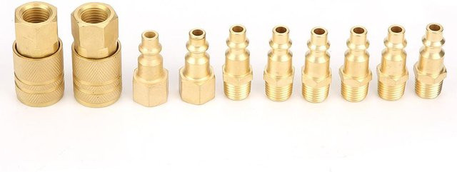 10 Stück Painter Schnellkupplungswerkzeug aus Messing in Gold mit 1/4 Zoll NPT Zubehörleitungsschlauch - Bild 1