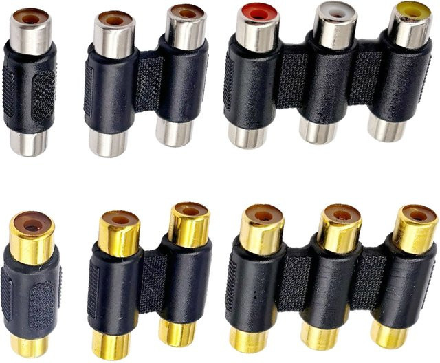 FRHY RCA-Buchse-zu-Buchse Adapter 2/3-Wege AV-Verbindungskabel zur Video und Audio Verlängerung in Schwarz und Gold für Heimkino und Stereo NTSC-kompatibel - Bild 1