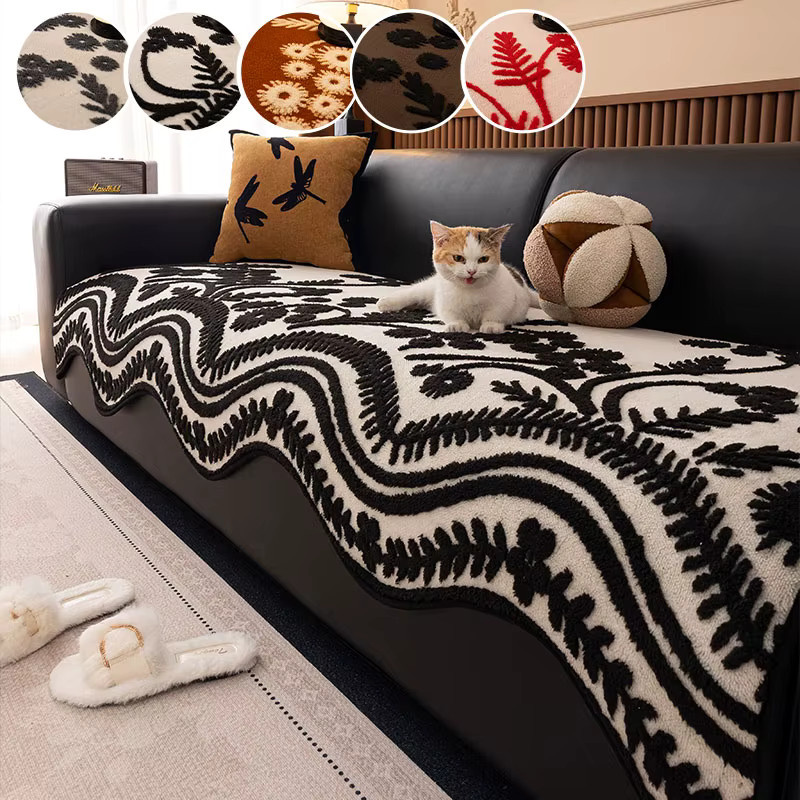 Shu Mianrong Sofakissen mit Löwenzahnmuster in Braun und Weiß, rutschfestes Dekokissen für alle Jahreszeiten - Bild 1