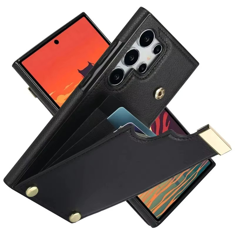 Leder Handyhülle Wallet Cover mit Kartensteckplatz für Samsung Galaxy S25 S24 S23 S22 Ultra Plus A55 A54 A35 A15 in Pink - Bild 2