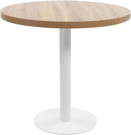 DELUKE Bistrotisch FLORI Rund, Hellbraun/Weiß, Durchmesser: 80 cm, Höhe: 75 cm, MDF und Stahl