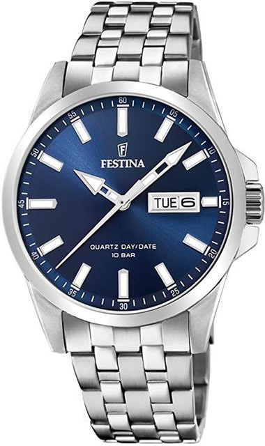 Festina Herrenuhr, Quarz, Edelstahl, Blau, 41 mm, 10 ATM - Bild 1