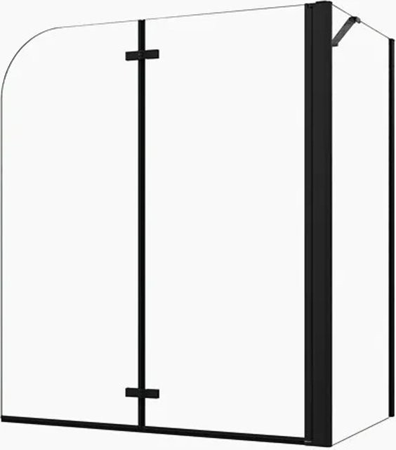 Duschparadies Badewannenaufsatz Eck-Duschabtrennung mit Faltwand, Schwarz, ESG-Sicherheitsglas, B/T: 120 x 140 cm, Seitenwand Höhe: 70 cm - Bild 1