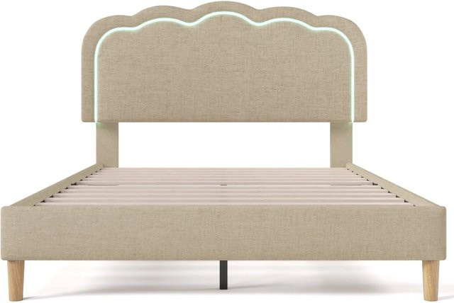 okwish Polsterbett in Beige mit LED-Lichtleiste und verstellbarem Kopfteil, B/T: 140 x 200 cm - Bild 1