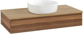 V&B Waschtischunterschrank Antao mit Beleuchtung, Farbe Eiche Honig Braun Matt, B/T/H: 100 x 50 x 19 cm - Bild 1