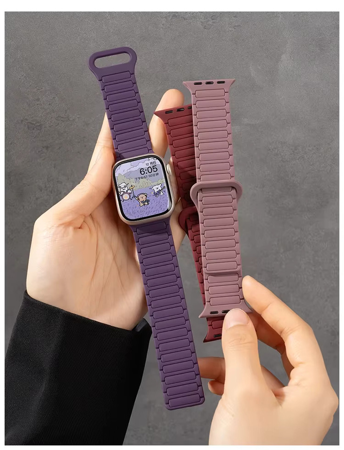 CAOWTAN Silikonarmband mit Magnetverschluss für Apple Watch Ultra 2, Series 10, 9, 8, 7, 6, SE und weitere Modelle - Bild 1