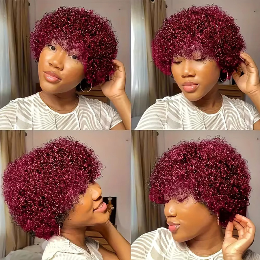 OYM HAIR Bob-Locken-Pixie-Perücke, Echthaar, Damen, Retro-Locken - Bild 6