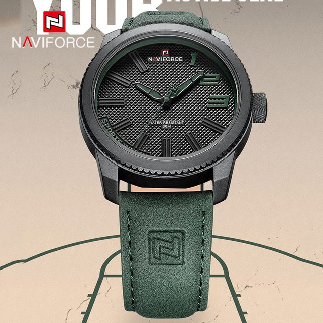 NAVIFORCE Armbanduhr, Analoguhr, Leder, Schwarz, Herren - Bild 1