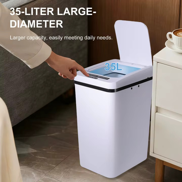 Vremota Intelligenter Sensor-Mülleimer mit berührungsloser Schließfunktion, 35l, Weiß - Bild 4