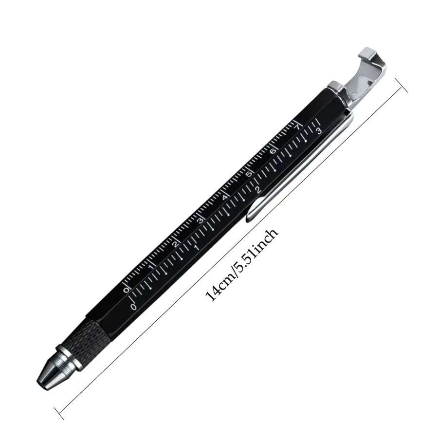 Multifunktionaler Kugelschreiber aus Metall in Silber mit Stylus, Telefonständer, Flaschenöffner, Lineal und 2-End-Schraubendreher - Bild 2