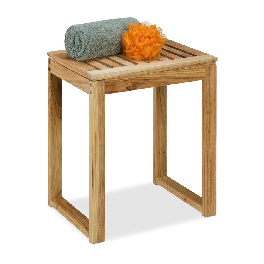 Relaxdays Hocker aus Walnussholz in Natur Braun, B/T/H: 46 x 40 x 30 cm - Bild 2