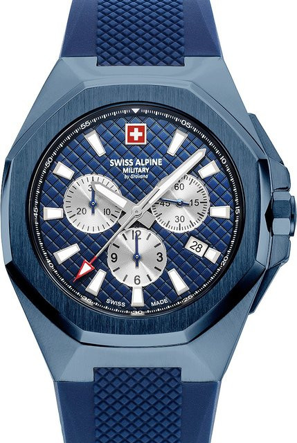 Swiss Alpine Military Chronograph, Quarz, Edelstahl, Blau, 42 mm, Herren - Bild 1