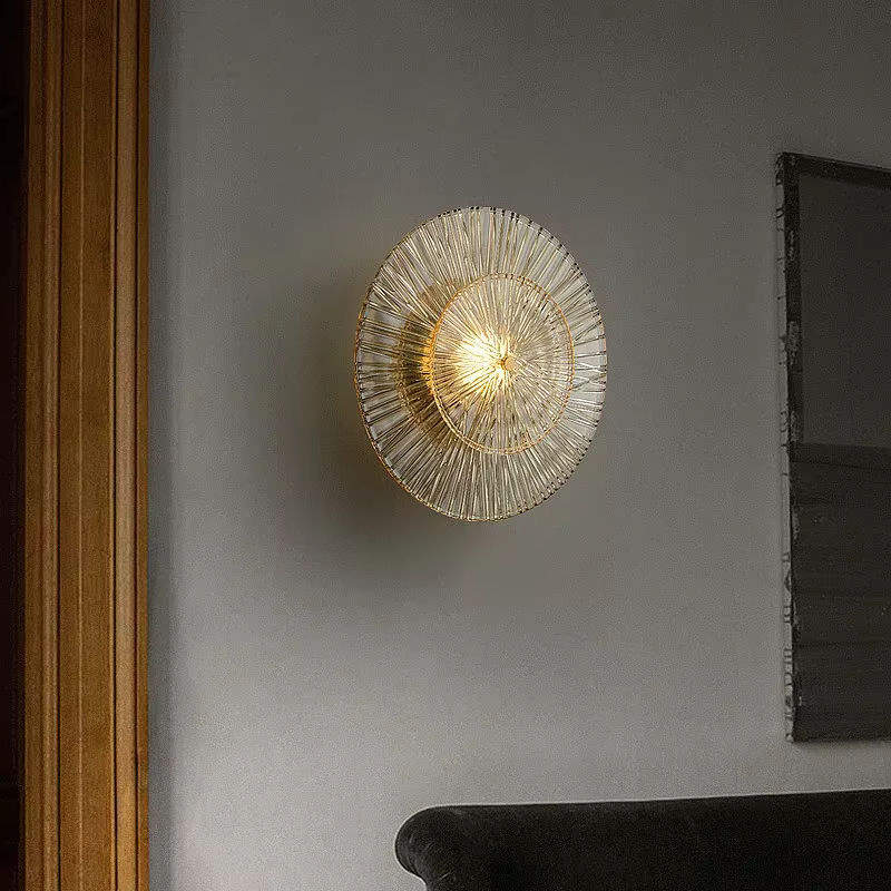 Claeted Lausanne Moderne Wandleuchte aus Glas in Gold und Transparent für Wohnzimmer, Schlafzimmer und Flur - Bild 2