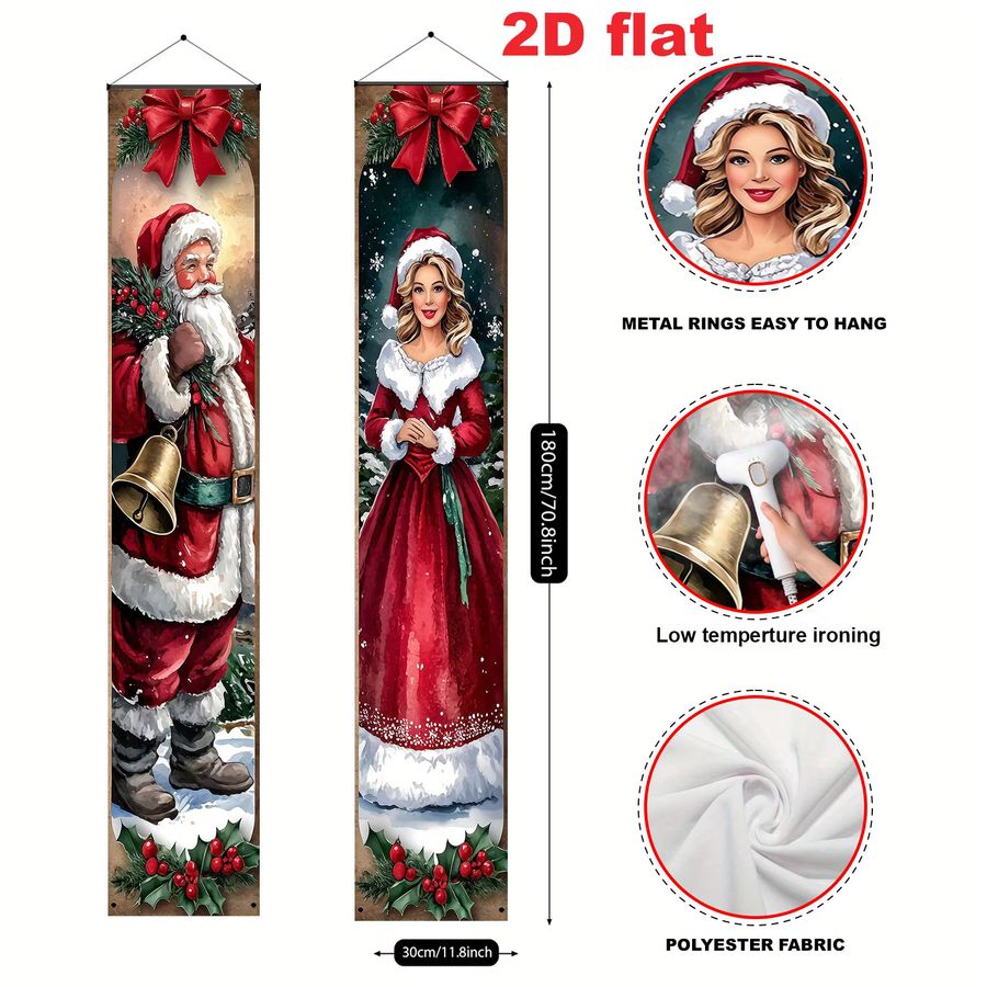 VIKAMA Weihnachten Willkommen Türbanner als Wandbehang für Indoor und Outdoor aus Polyester, Rechteckig, Breite: 180 cm, Höhe: 30 cm - Bild 2