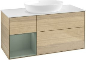 V&B Waschtischunterschrank Finion in Weiß mit Eichenregal, Breite: 120 cm - Bild 1