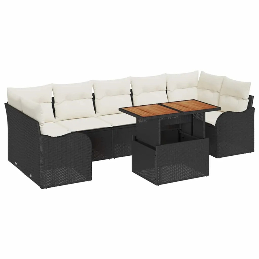vidaXL Garten-Sofa-Set aus Poly-Rattan in Schwarz mit 8 Teilen und integriertem Speicher - Bild 2