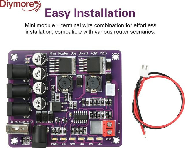 diymore 40W Mini-Router-UPS-Platine DC 12,6V zu 13,0V Aufwärts-/Abwärtswandler Buck-Konverter Stromversorgungsmodul in Purple - Bild 1