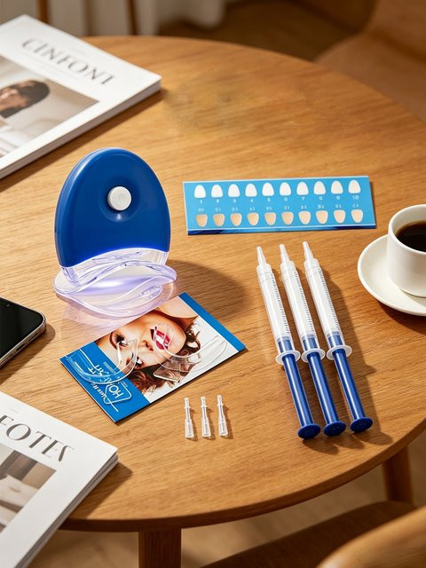 Glorysmile Zahnaufhellungs-Set mit LED-Licht, 3ml Gel-Spritzen, Remineralisierungs-Gel und Aufhellungsschale - Bild 1