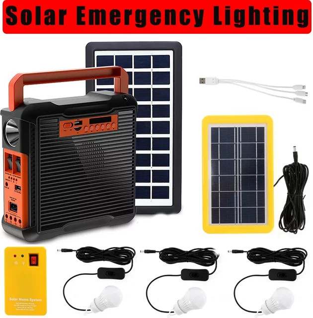 luxuglow Solar Notbeleuchtung LED Lampen Set mit USB-Ladegerät und FM Radio für Camping und Outdoor - Bild 1