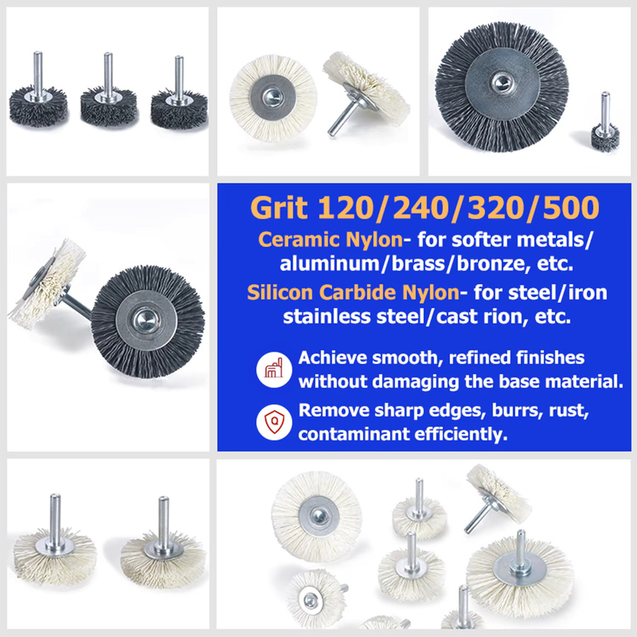 Nylon Drahtbürste 320 Grit zum Polieren und Reinigen von Metallen wie Aluminium für CNC Maschinen und Bohrer - Bild 2
