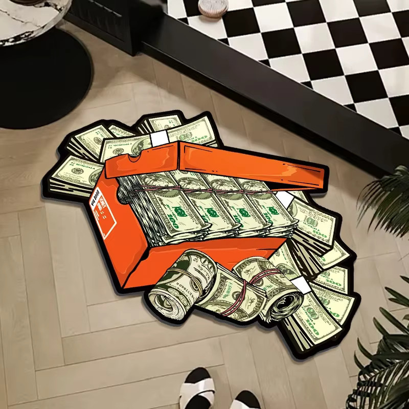 VIKAMA Geldschein-Bodenmatte mit Dollar-Design, rutschfester und weicher Teppich in Multicolour für Schlafzimmer, Badezimmer und Eingangsbereich - Bild 4