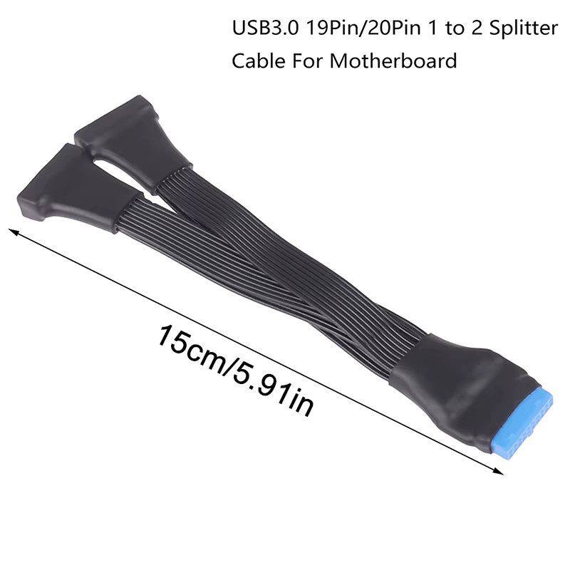 JIYUE USB 3.0 19PIN Header 1 auf 2 Verlängerung Splitter Kabel in Schwarz, Länge: 15 cm - Bild 4