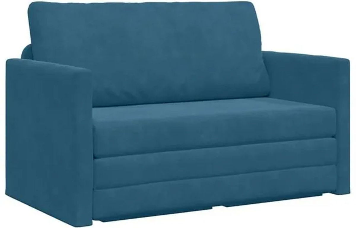 Schlafsofa vidaXL aus Samt und Metall in Blau, B/T/H: 124 x 204 x 61 cm - Bild 1