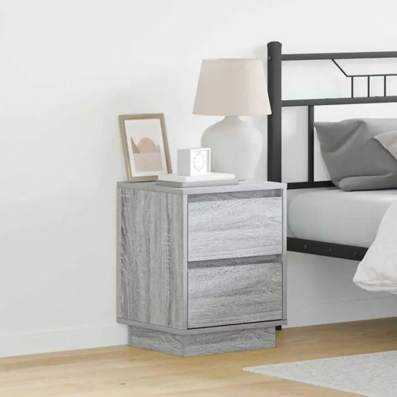 vidaxl Set aus 2 Nachttischen in Grau, modern und minimalistisch, aus Holzwerkstoff, B/T/H: 39 x 34,5 x 50 cm - Bild 1