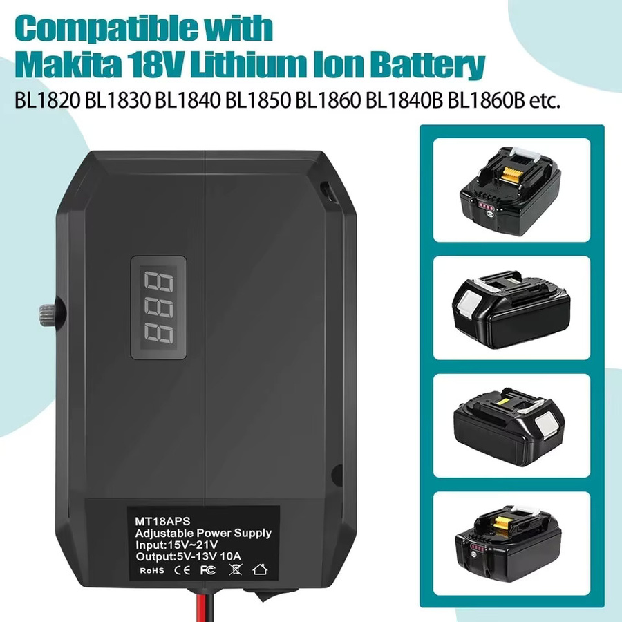 Makita Power Wheel Adapter 18V auf 12V Step-Down-Konverter mit Zigarettenanzünder in Schwarz - Bild 4